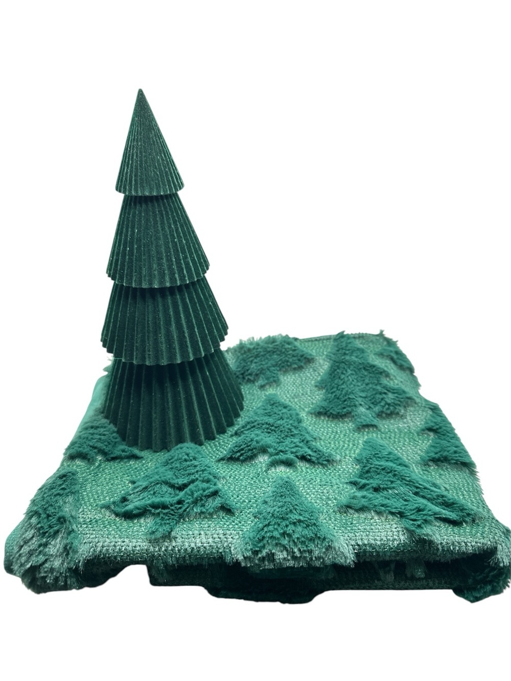Unbranded Green Holiday Table Too Christmas Tree And Square Green Pillow Case